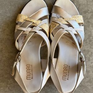 Munro Women's White and Gold Strappy Sandals